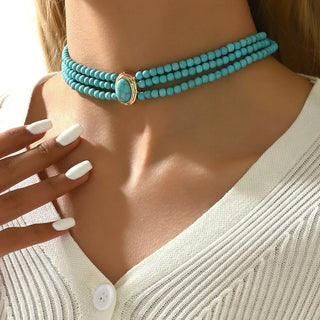PAULINE - Vintage Turquoise Beaded Necklace