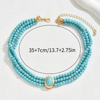 PAULINE - Vintage Turquoise Beaded Necklace