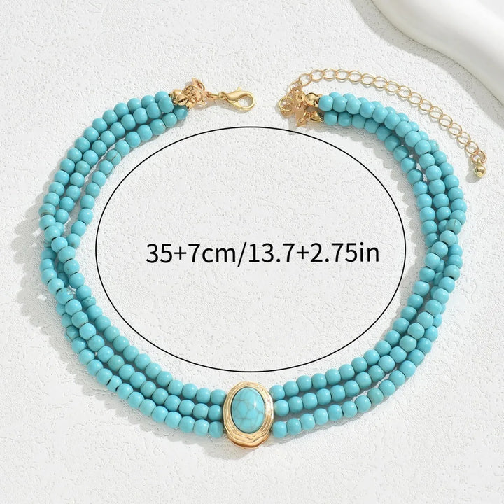 PAULINE - Vintage Turquoise Beaded Necklace