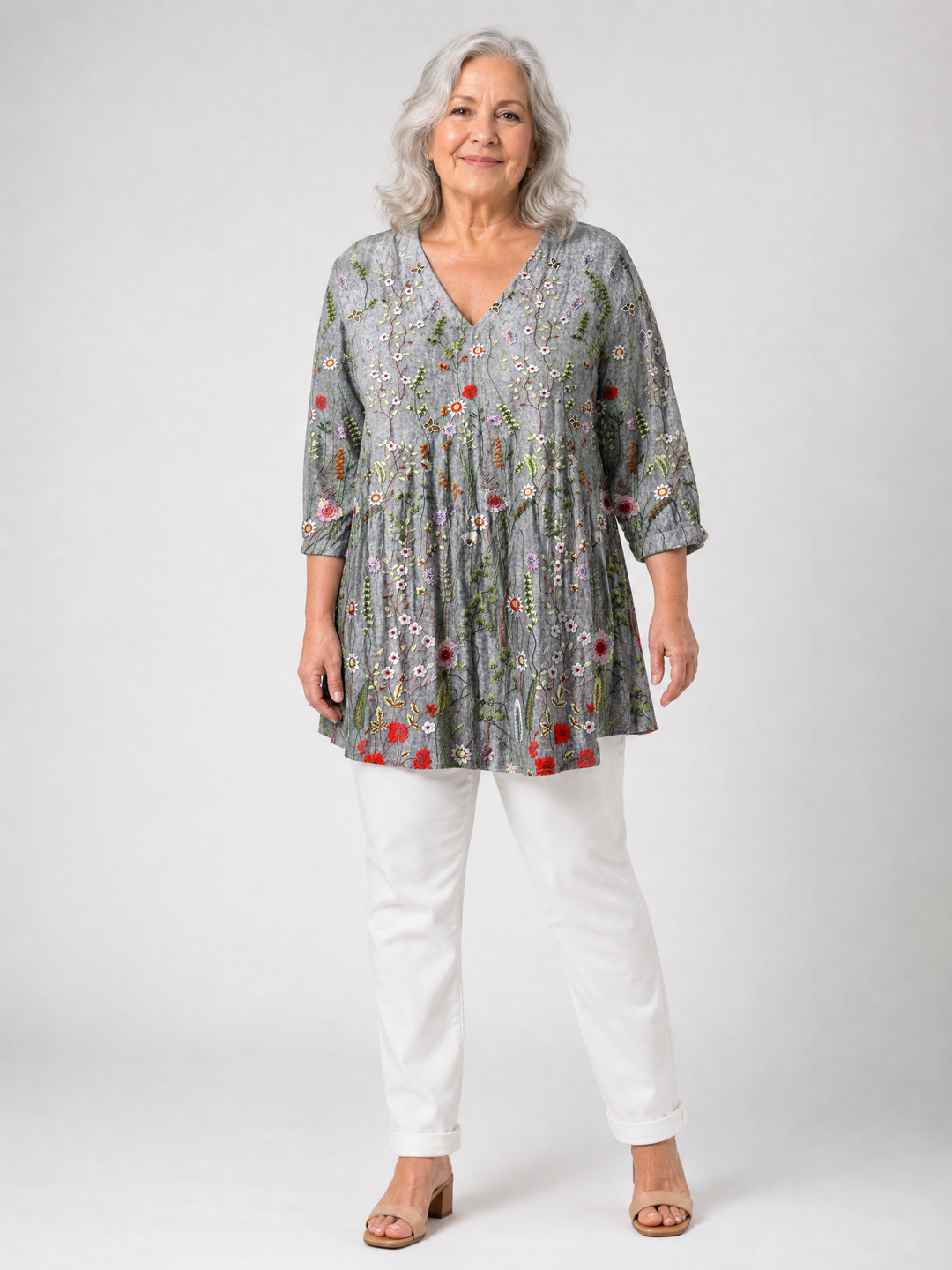 DOMENICA™ - Long V-Neck Blouse