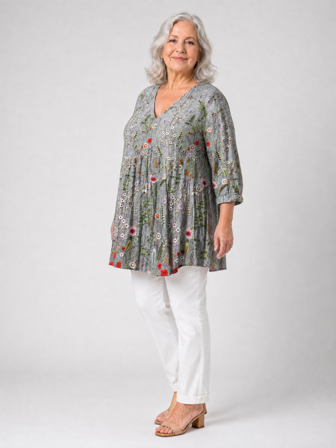DOMENICA™ - Long V-Neck Blouse