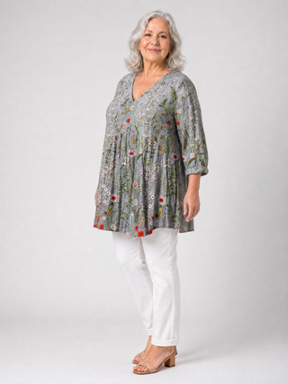 DOMENICA™ - Long V-Neck Blouse