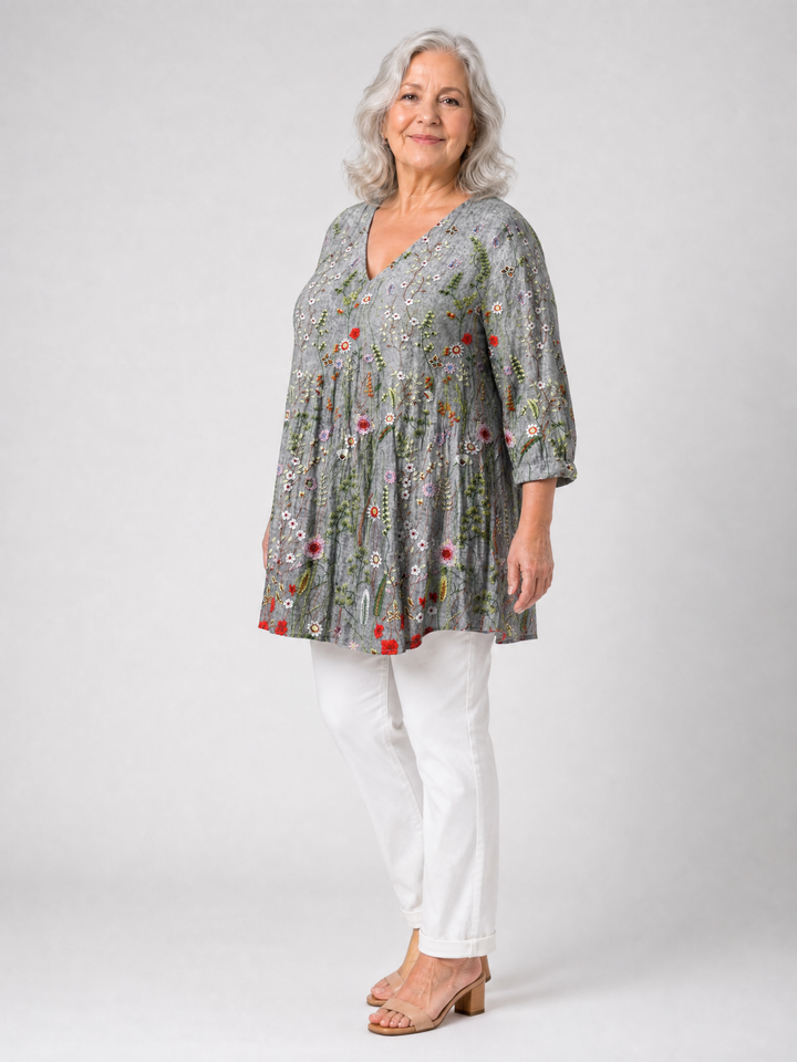 DOMENICA™ - Long V-Neck Blouse