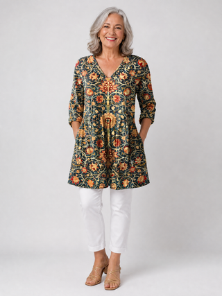 LAURETTA™ - Long V-Neck Blouse