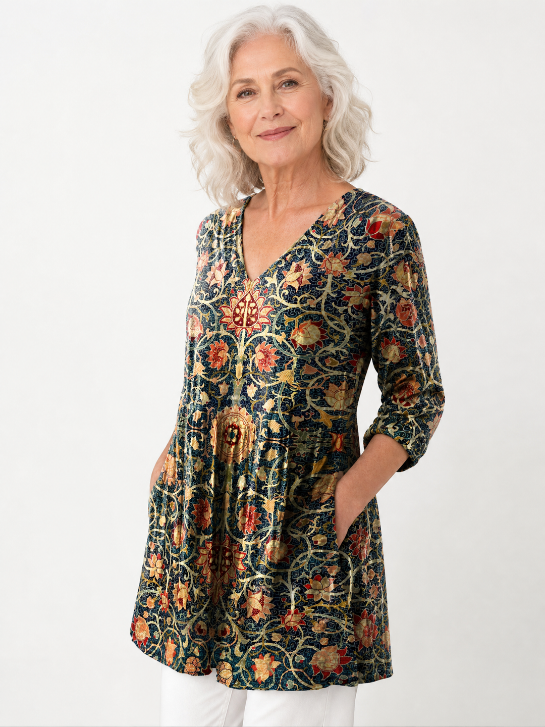 LAURETTA™ - Long V-Neck Blouse