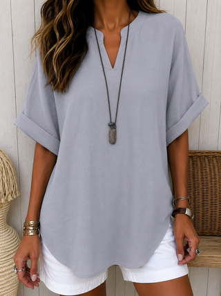 Cosima - Casual Plain Short Sleeve Blouse