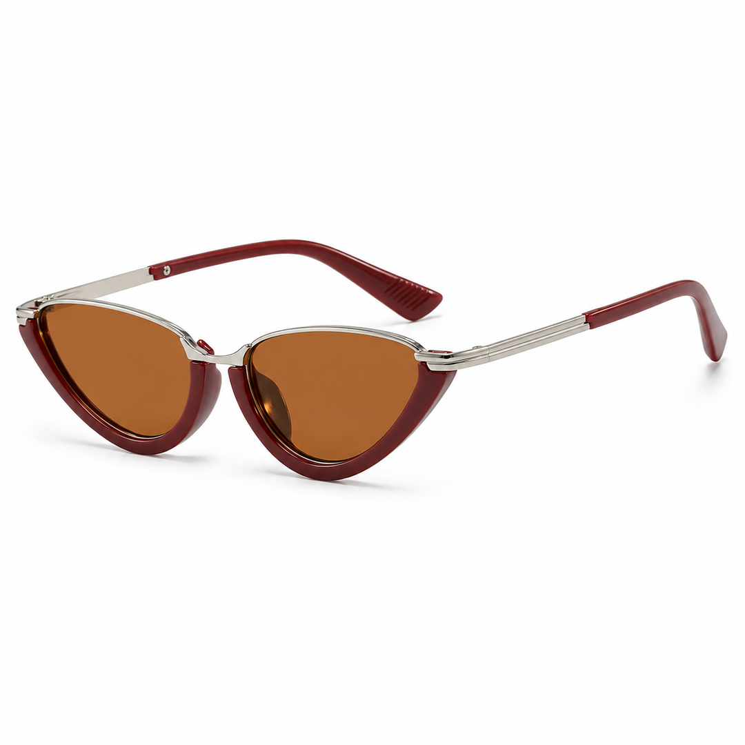 AURELIE Retro Cat-Eye Sunglasses Burgundy
