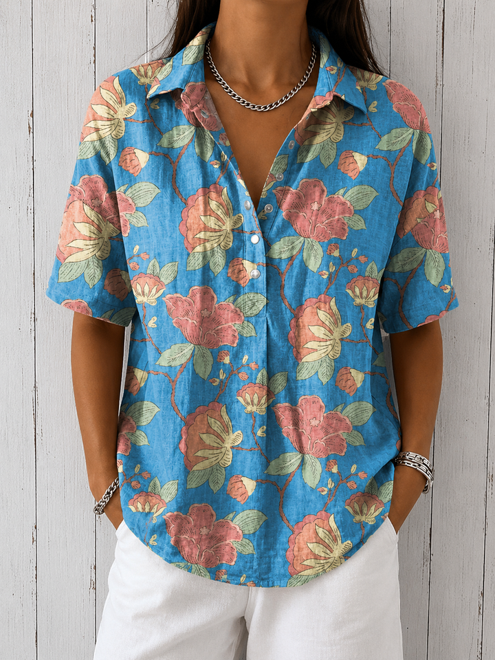 Solenne - Elegant Blouse With Floral Print