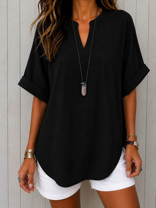 Cosima - Casual Plain Short Sleeve Blouse
