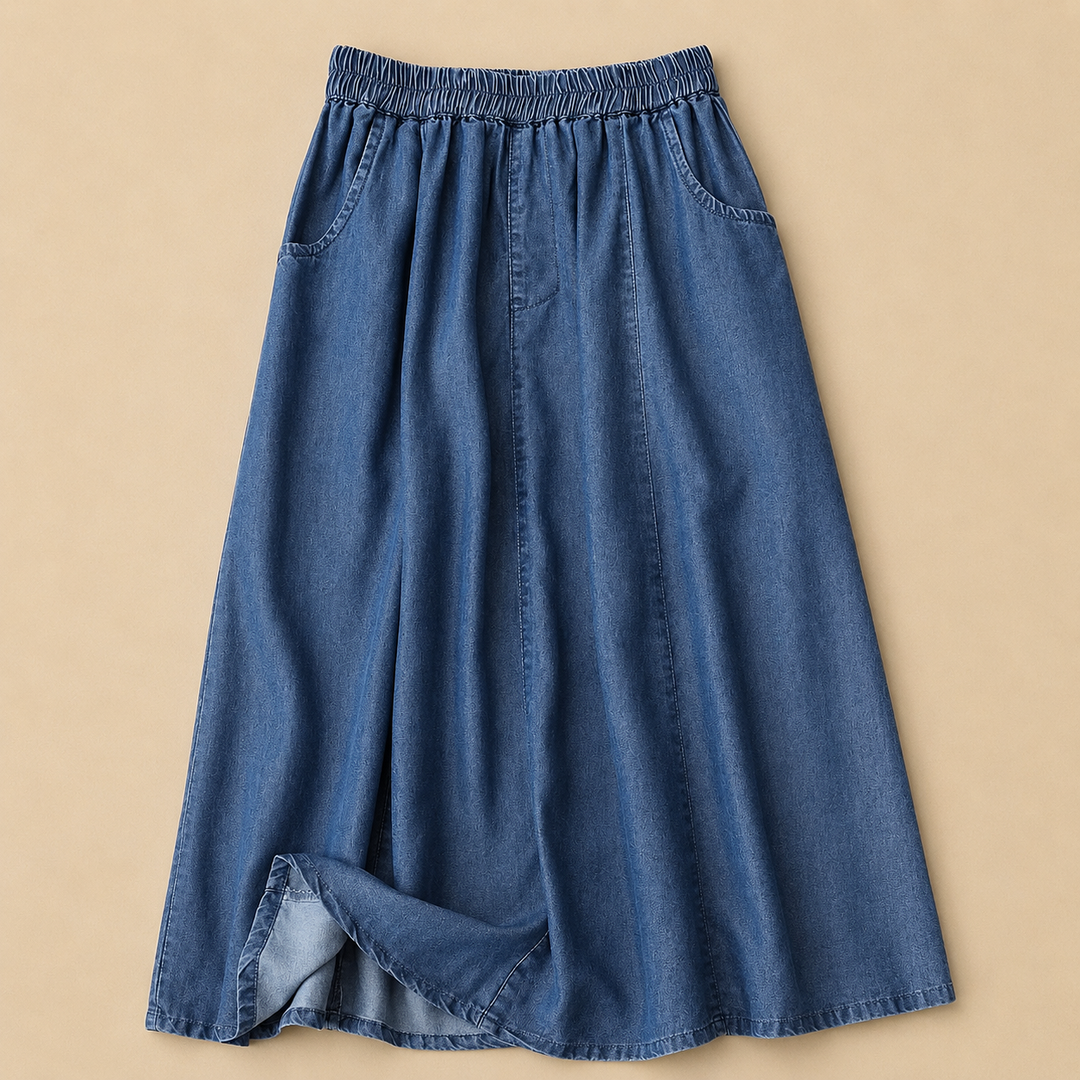 ODETTE Relaxed Denim Skirt Deep Blue