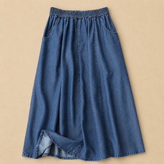 ODETTE Relaxed Denim Skirt Deep Blue