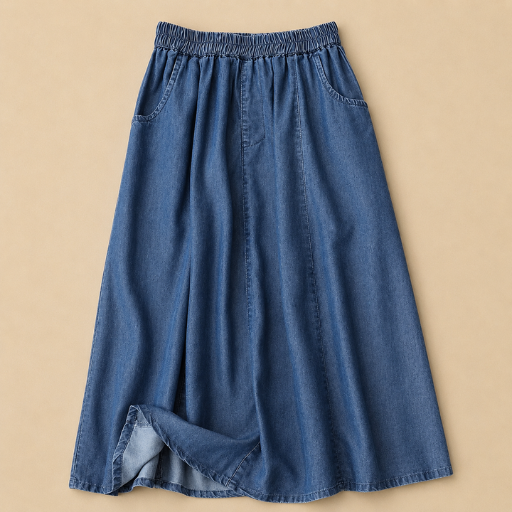ODETTE Relaxed Denim Skirt Deep Blue