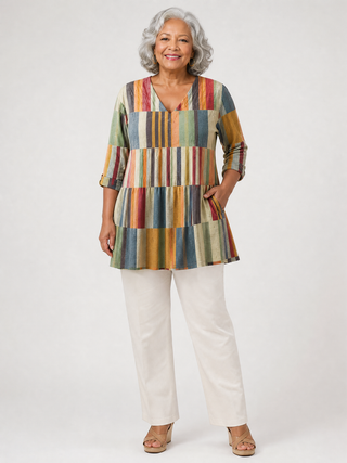 ALESSIA™ - Long V-Neck Blouse