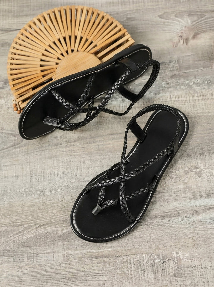 VIOLETTE™ - Woven Metallic Strap Sandals