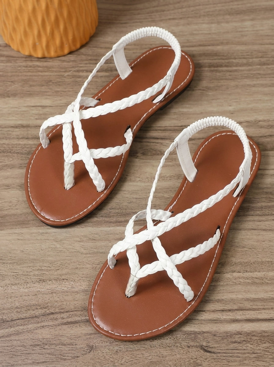 VIOLETTE™ - Woven Metallic Strap Sandals