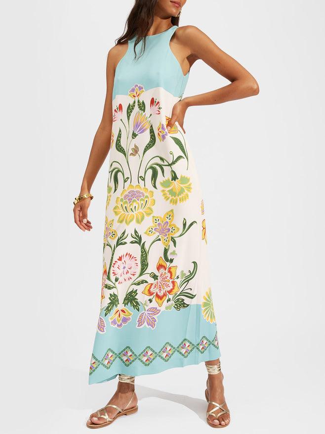 Quintessa™ - Resort Sunshine Floral Print Sleeveless Midi Dress