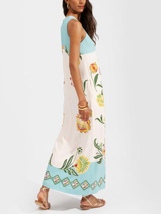 Quintessa™ - Resort Sunshine Floral Print Sleeveless Midi Dress