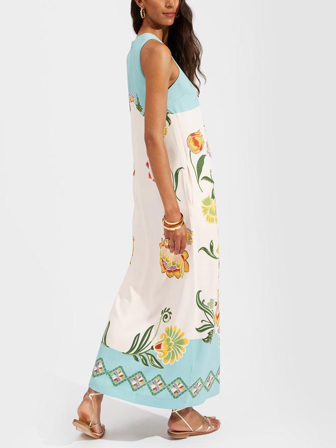 Quintessa™ - Resort Sunshine Floral Print Sleeveless Midi Dress