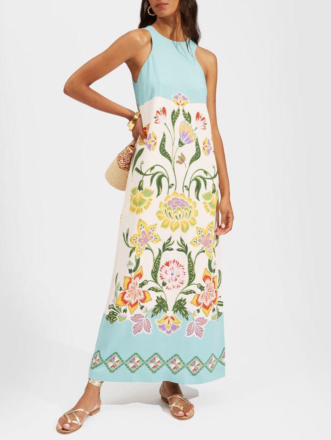 Quintessa™ - Resort Sunshine Floral Print Sleeveless Midi Dress