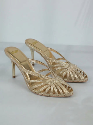 CLEMENCE™ - Woven Golden Heeled Sandals