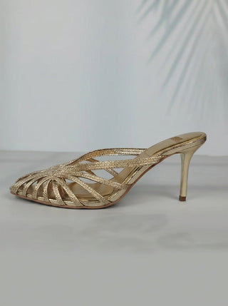 CLEMENCE™ - Woven Golden Heeled Sandals