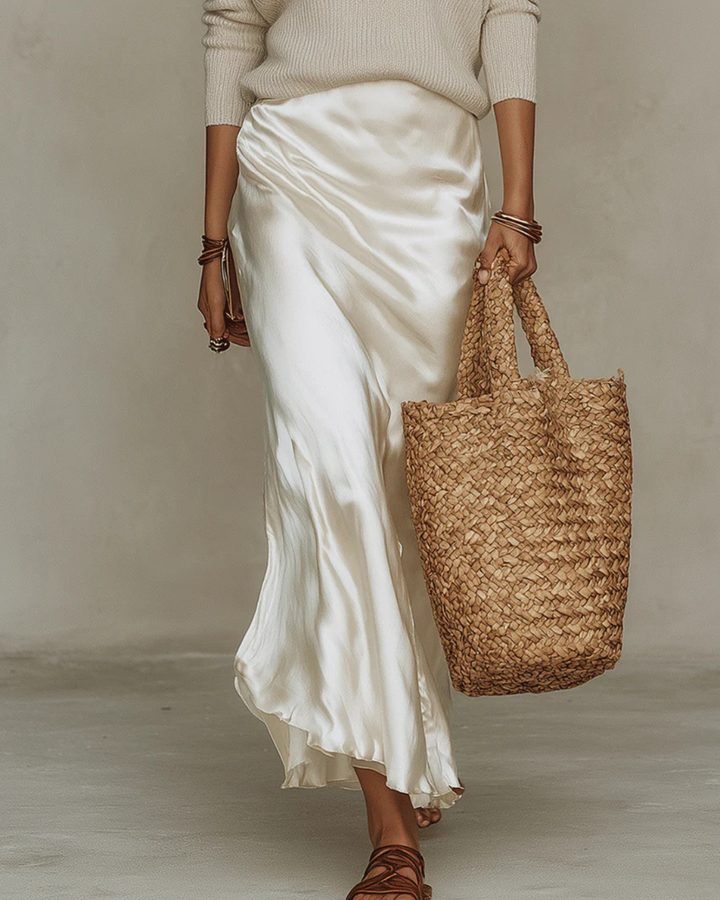 ROSABELLA - Satin Midi Dress with Sweater