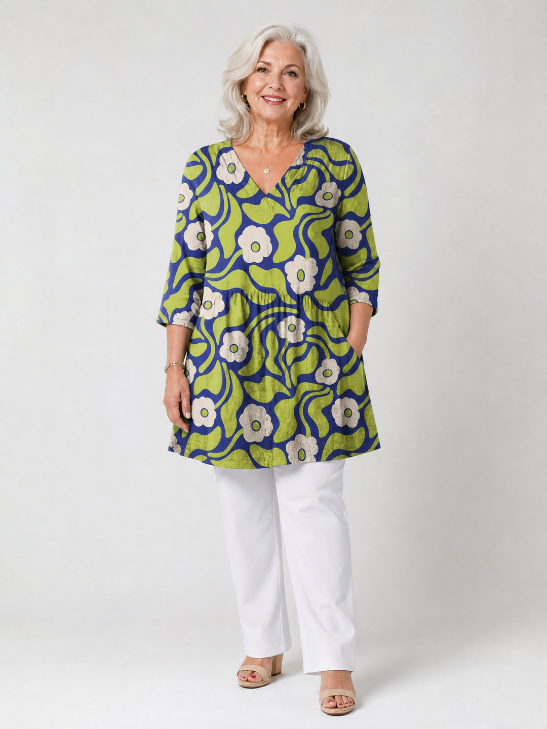 LETIZIA™ - Long V-Neck Blouse