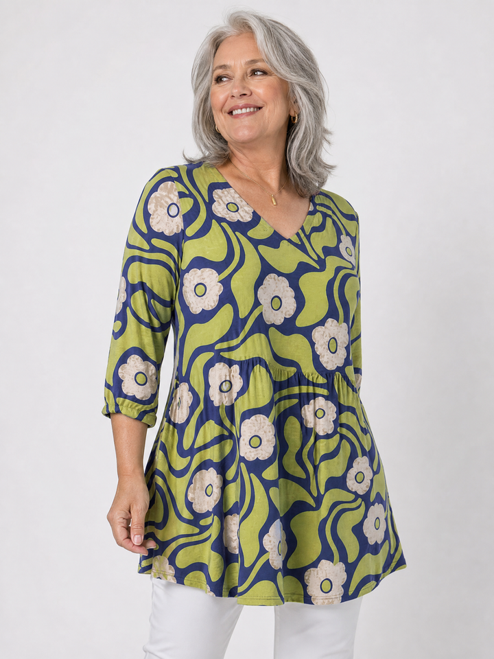 LETIZIA™ - Long V-Neck Blouse