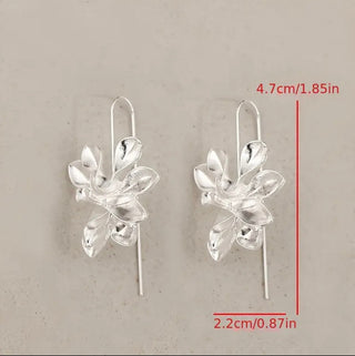 BERNADETTE - Silver Floral Hoop Drops
