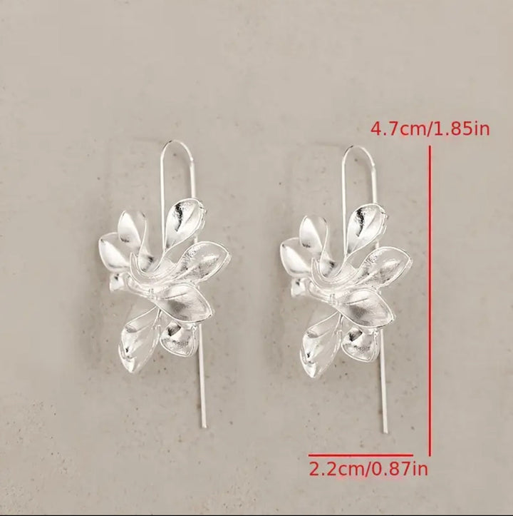 BERNADETTE - Silver Floral Hoop Drops