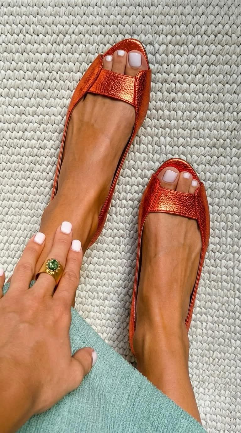 ADELINA™ - Chic Comfort Golden Flat Sandals