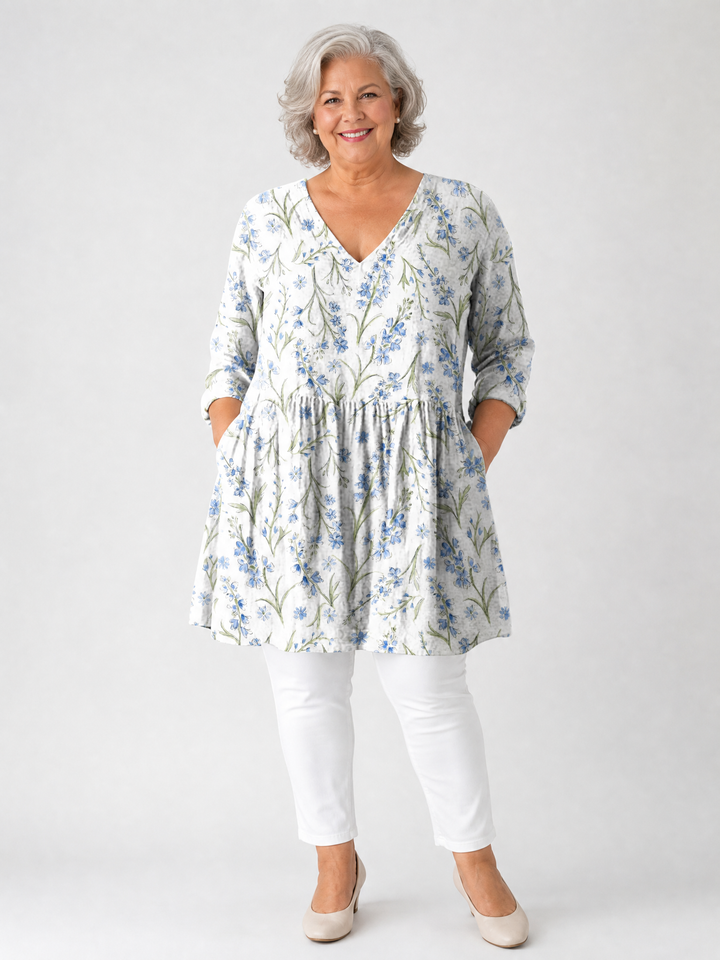 FRANCA™ - Long V-Neck Blouse