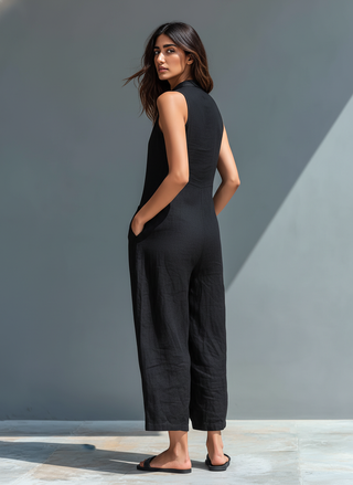 ADELE - Long Fluid Jumpsuit with Pockets