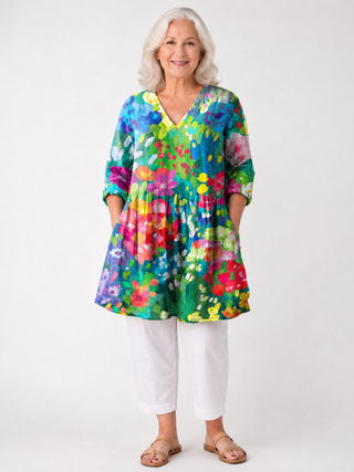 ESTHER™ - Long V-Neck Blouse