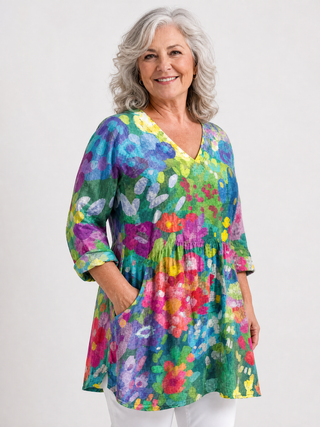 ESTHER™ - Long V-Neck Blouse