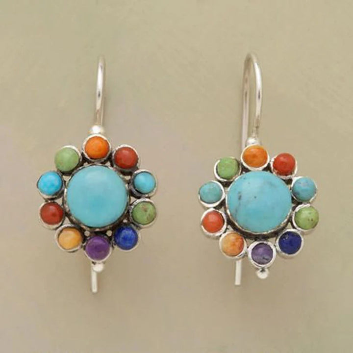 VIVIENNE - Multi-Colour Turquoise Hoops
