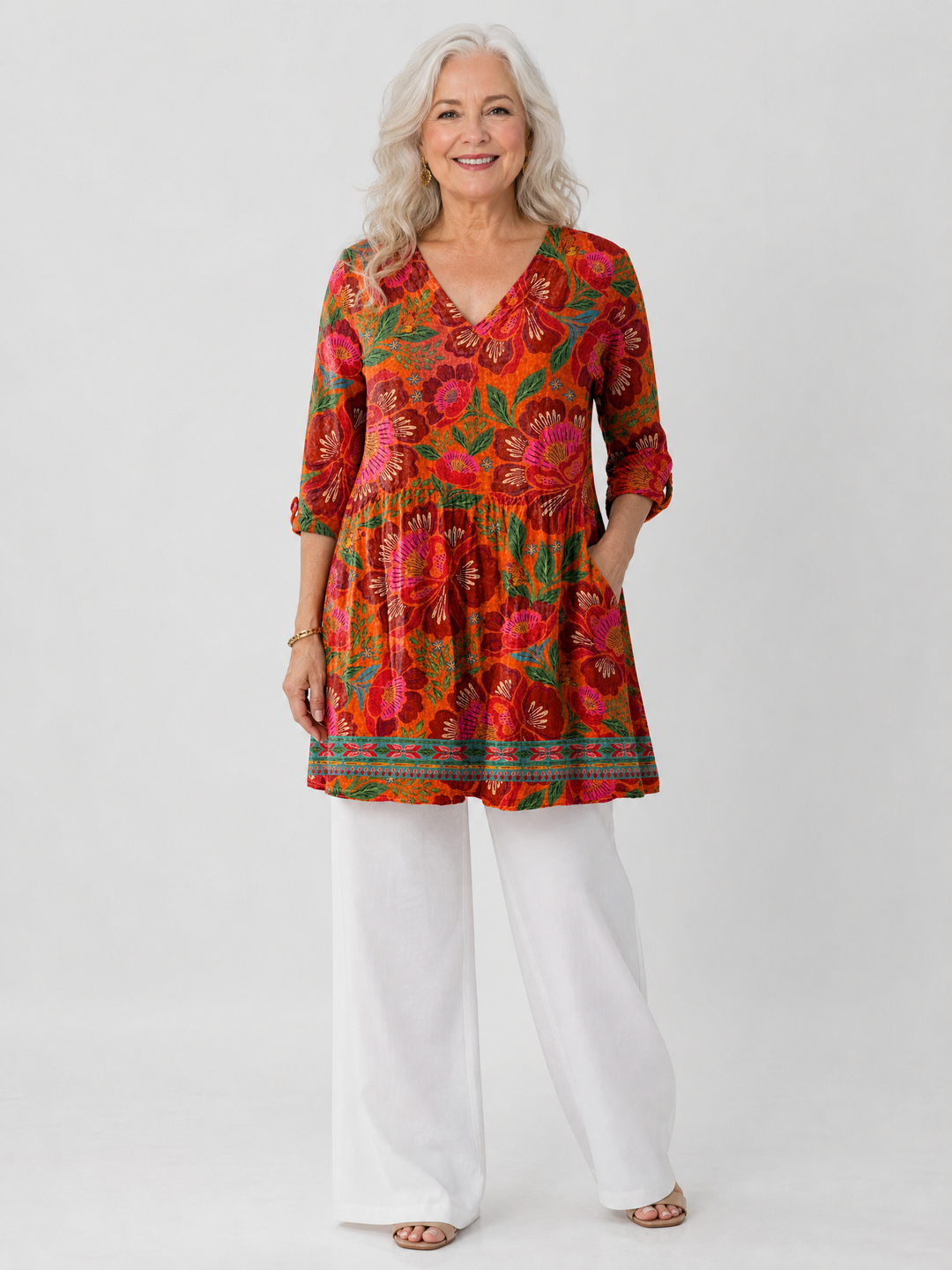 IOLANDA™ - Long V-Neck Blouse