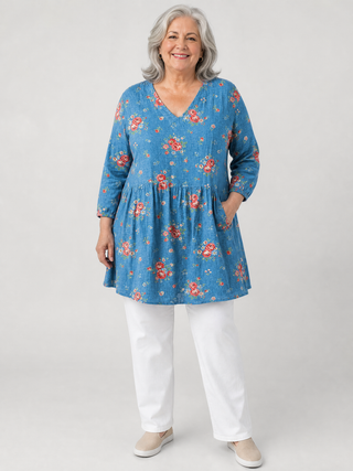 MAFALDA™ - Long V-Neck Blouse