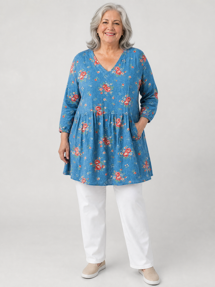 MAFALDA™ - Long V-Neck Blouse