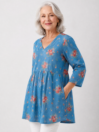 MAFALDA™ - Long V-Neck Blouse