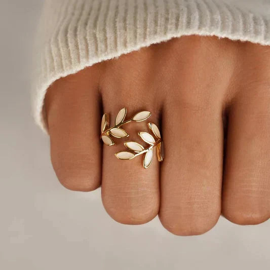 Willow | White Opal Leaf Adjustable Ring