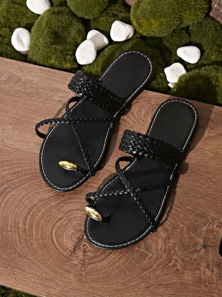 ROMANE™ - Woven Golden Heeled Sandals