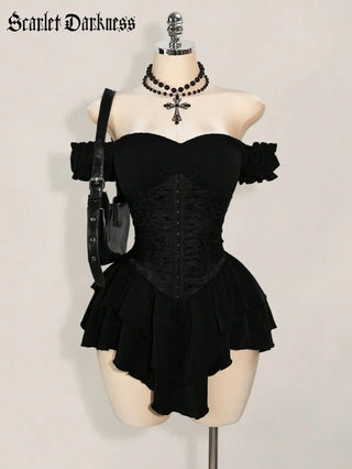 AGNES™ - Off-Shoulder Jacquard Corset Mini Dress