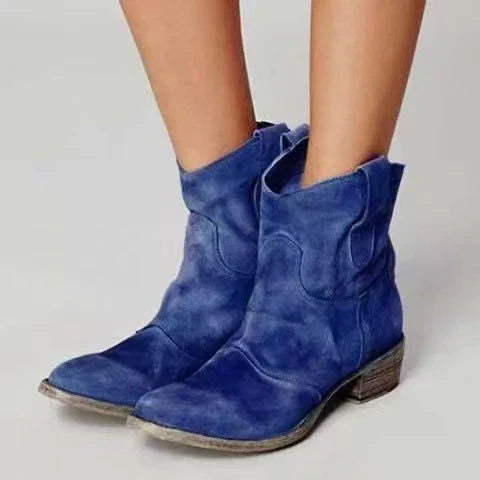 Delphine Suede Orthopedic Boots - Dark Blue
