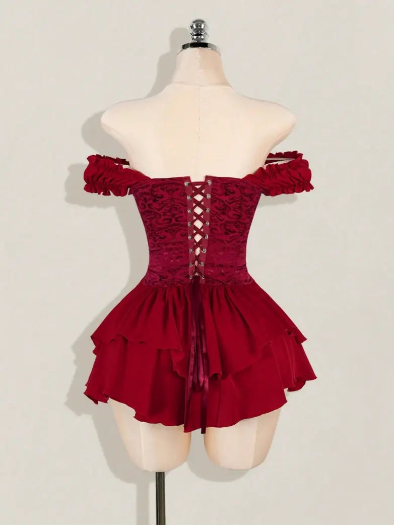 AGNES™ - Off-Shoulder Jacquard Corset Mini Dress