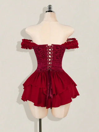 AGNES™ - Off-Shoulder Jacquard Corset Mini Dress