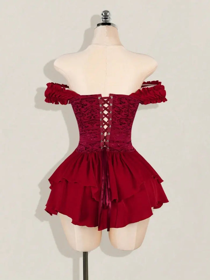 AGNES™ - Off-Shoulder Jacquard Corset Mini Dress