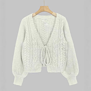 SHERICA™ – Cozy Vintage Chunky Tie-Front Long Sleeve Cardigan