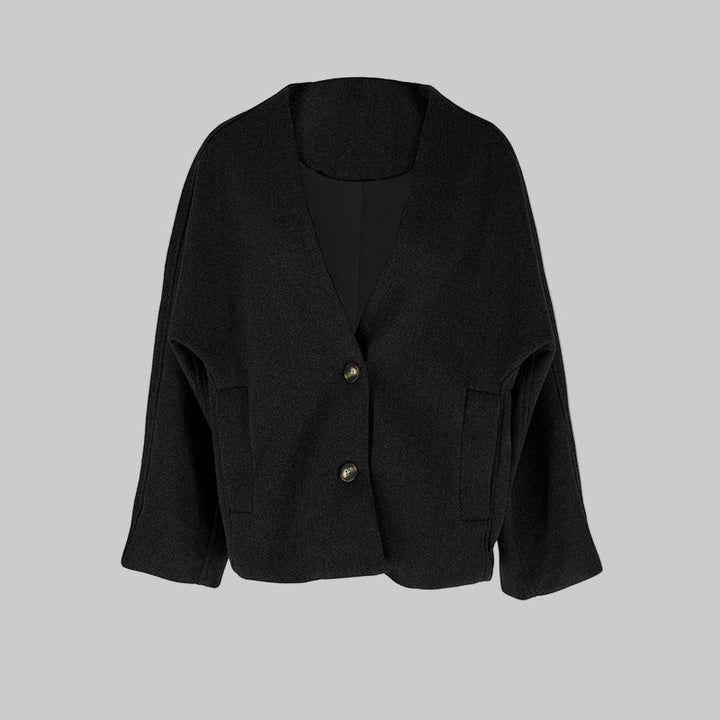 LAYA™ - Chic Button Down Long Sleeve V-Neck Coat