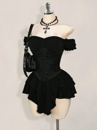 AGNES™ - Off-Shoulder Jacquard Corset Mini Dress